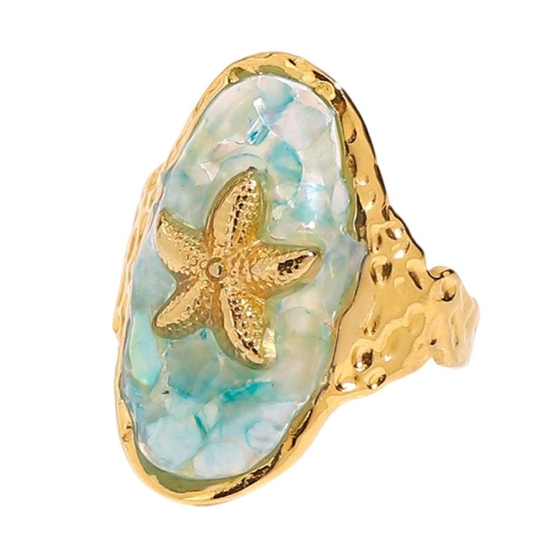 Lightweight Oval Starfish Design Ring 316L Stainless Steel Jewelry Adjustable Opening For Everyday Style Wear 1