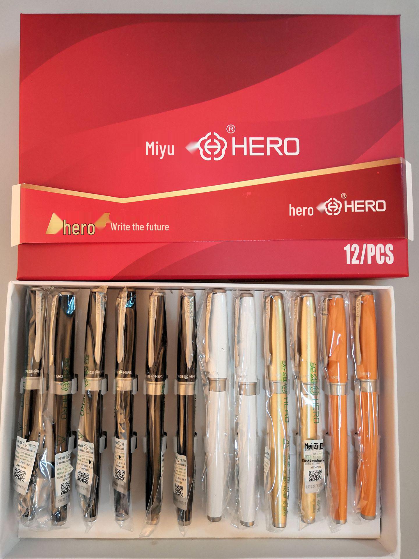 

Hero 1511 Colorful Fountain Pen with Fine Dark Nib and Pull-out Converter for Student Writing Practice 0.38 mm