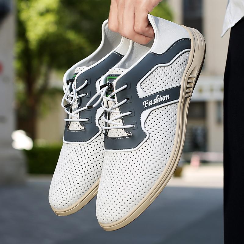 Fashion Outdoor Casual Leather Men's Sneakers Breathable Men Running Shoes Soft Sole Hiking Shoes Lace-Up Male Treking Footwear Trainers