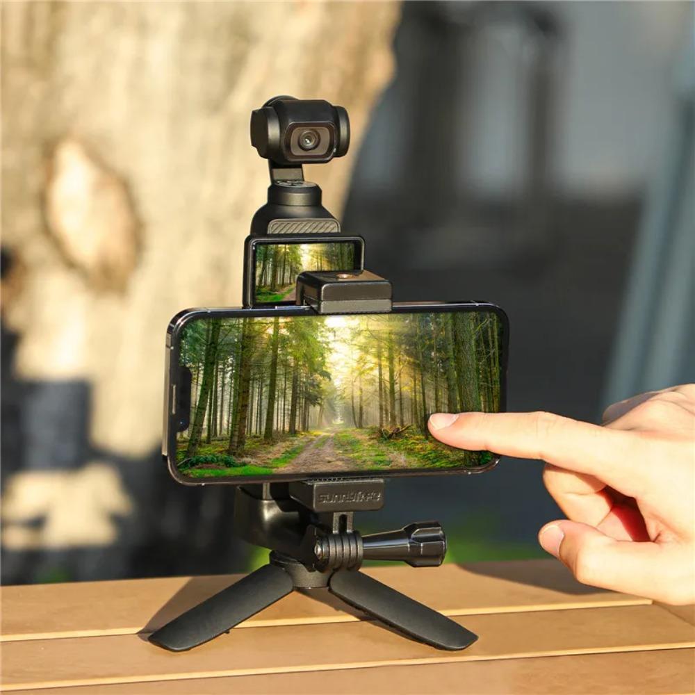 1/4 Screw Cold Shoe Expansion Bracket Foldable Phone Clip Handheld Shooting Adapter Fit Pocket 3 Pocket 4 Camera Accessories