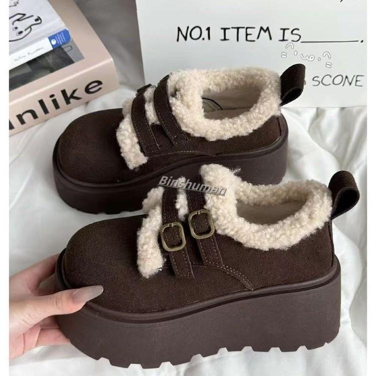 

High Quality Women s Low-cut Shoes Winter Casual Thick-soled Round-headed Lining Waterproof Cotton Shoes Outdoor Walking Shoes 35 коричневый