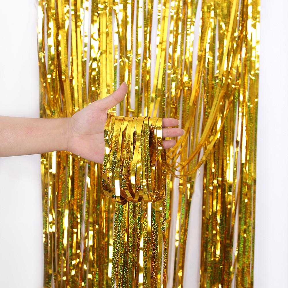 By Gorgeous 1m 2m Shiny Laser Rain Curtain For Creative Birthday And Decorations Event
