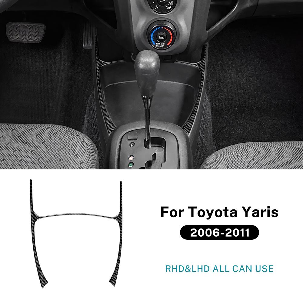 Real Soft Carbon Fiber Sticker For Toyota Yaris 2006 2007 2008 2009 2010 2011 LHD RHD Car Gear Storage Frame Accessories. Black Carbon