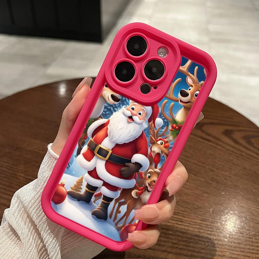Ae119 Merry Christmas Santa art design Phone Cases for iPhone 16 14 13 11 Pro Max 15 7 8 6 Plus 12 mini XR XS Max SE Angel Eye Ladder Protective Cover