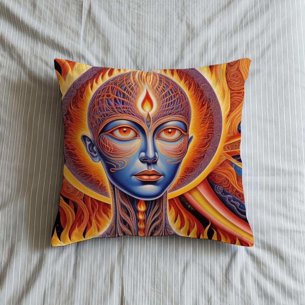 Alex Cushion Psychedelic Cover Soft Case For Sofa Living Room Grey Home Comfortable Office Decor Trippy Protective Pillow Covers