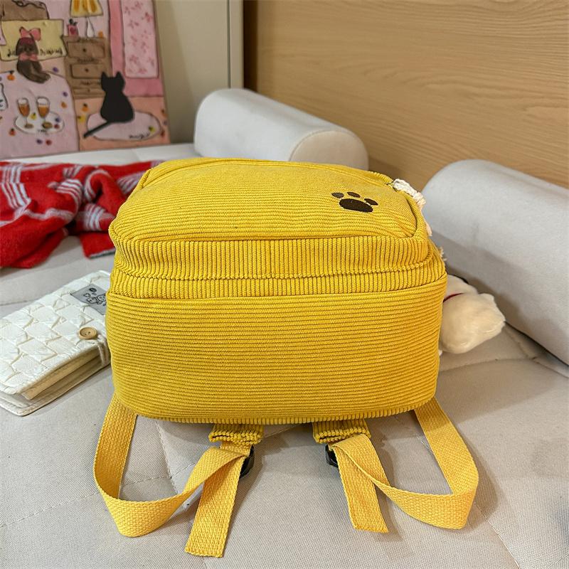 Cute Corduroy Backpack for Women & Girls – Adorable Bear Design Mini Backpack with Paws & Face, Perfect for School, Travel, and Daily Use