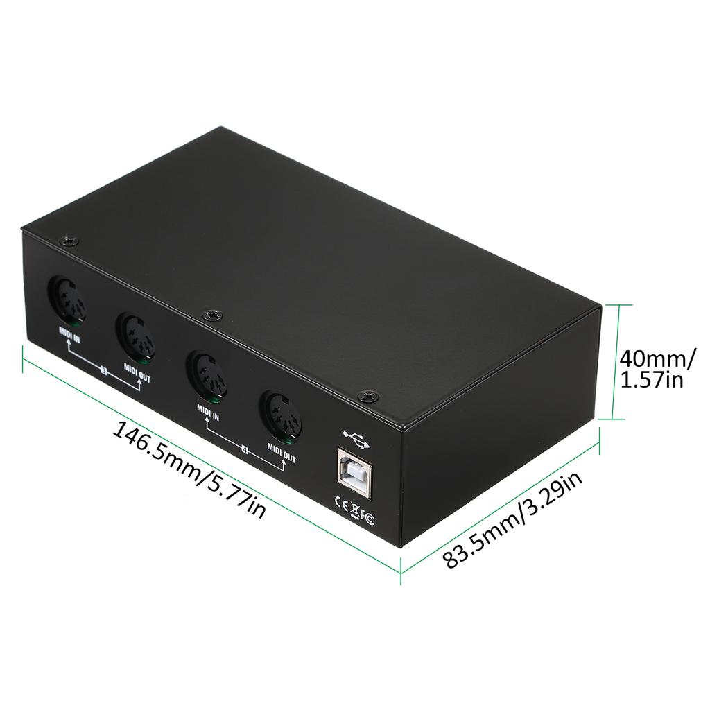 UM4X4 USB MIDI Interface 4 IN  4 Out 64 MIDI Channels 4i 4o + Merge 2i4o MIDI Box 4X4