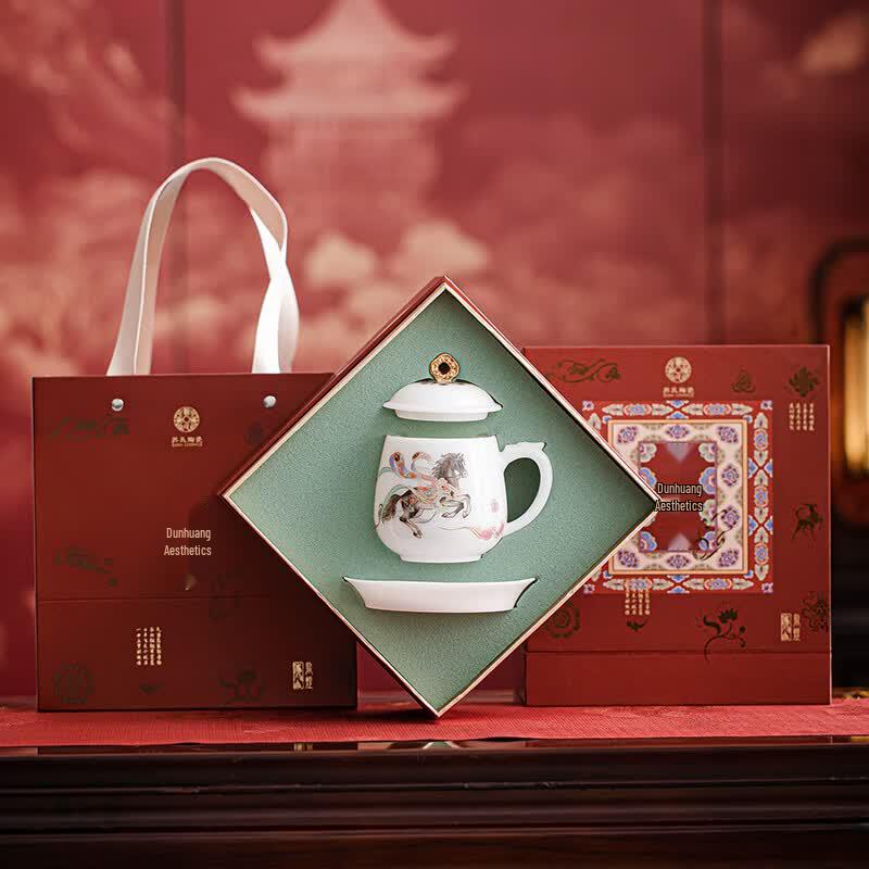 Soushi Dunhuang Dragon Egg Ceramic Tea Cup Gift Set