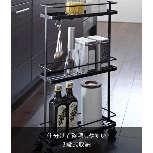 Yamazaki Slim Kitchen Cart, Black, Approx. W38 x D12 x H66cm, Tower [Assembly Required: Casters and Hooks Attached] 7152