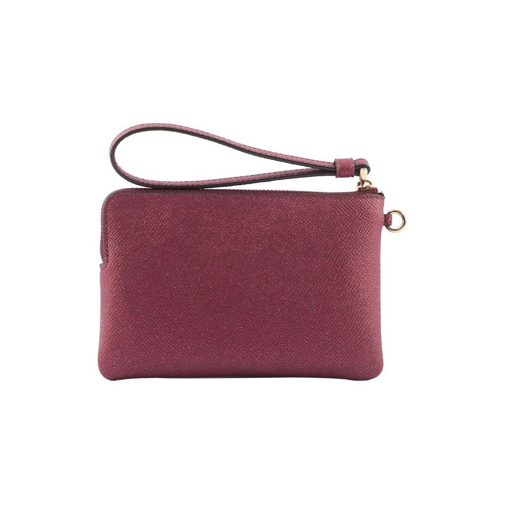 New COACH Corner Zip Leather Clutch Wrist Bag Mini Women's Cherry Red CF547-IMBCY