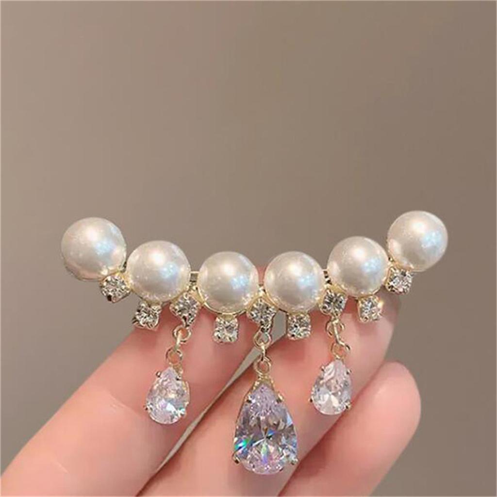 Rinhoo Fashion Imitation Pearl Zircon Tassel Safety Pins For Women Simple Snowflake Flower Brooch Bouquet Clothes Badges Jewelry