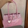 Advanced Crocodile Pattern Large Capacity Portable Briefcase for Women, New Sweet, Cool and Spicy Girl Commuting Single Shoulder Handbag