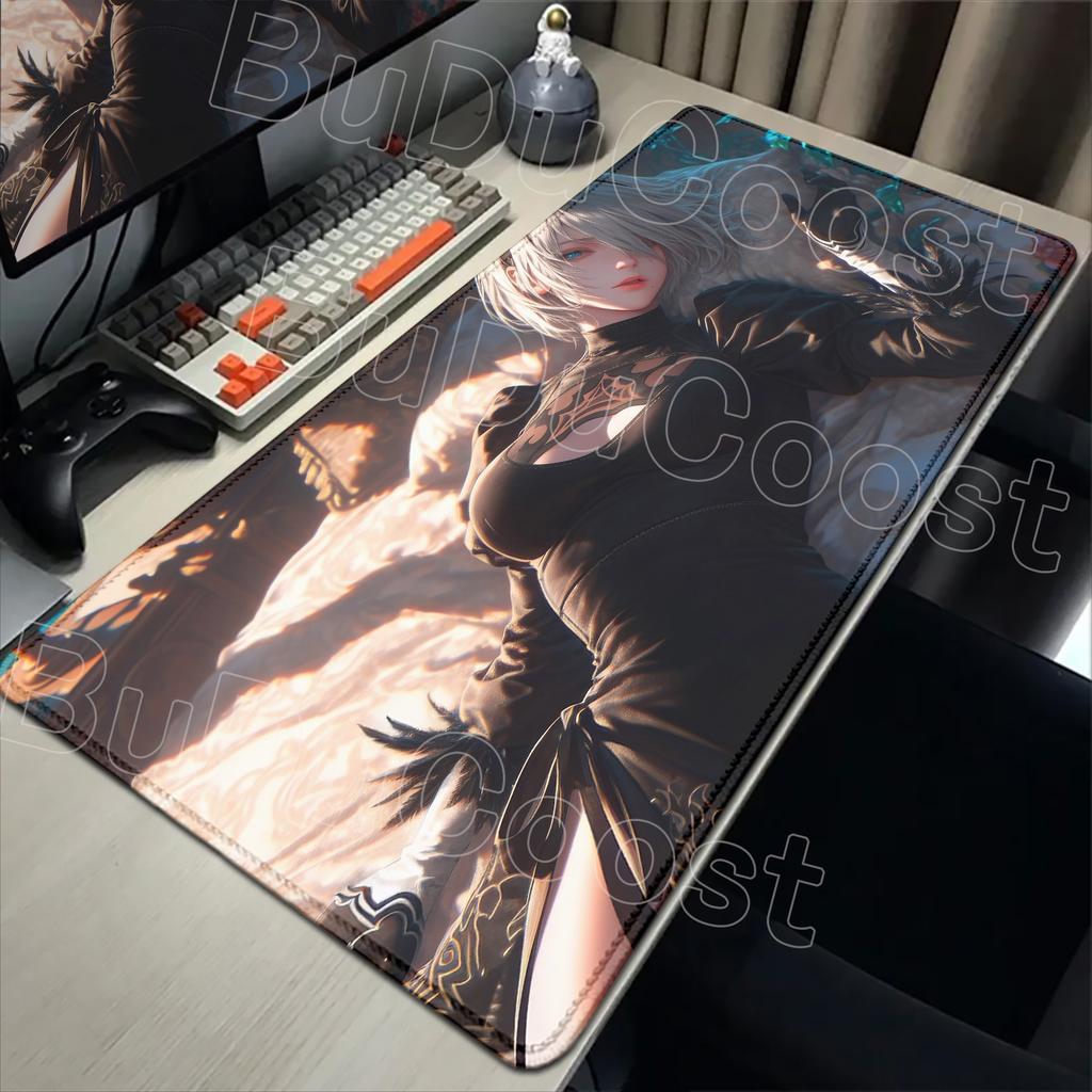 E-sports Pretty NieR:Alfombrilla de ratón Automata 2B Alfombrilla de goma grande para mesa Alfombrilla de ratón para juegos de PC Alfombrilla para escritorio de portátil Alfombrilla antideslizante para teclado de ordenador