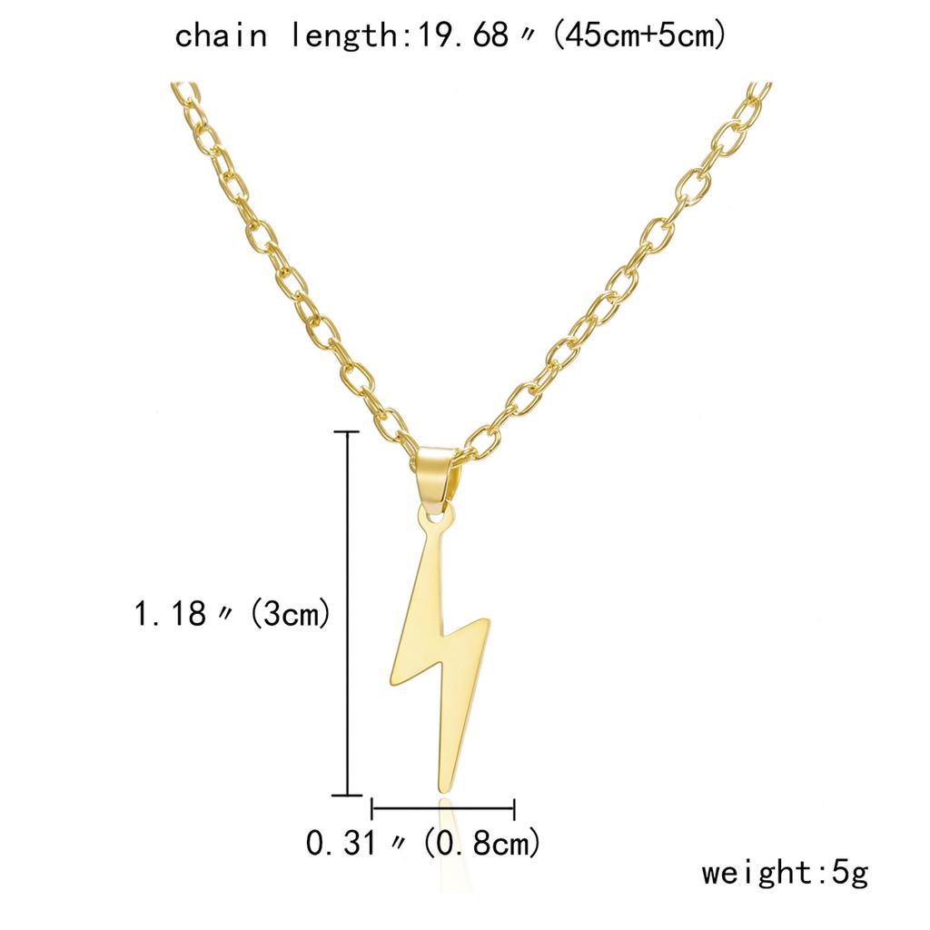 Stainless Steel Lightning Pendant Necklace For Women Men Temperament Hip Hop Lightning Link Chain Choker Punk Party Jewelry Gift