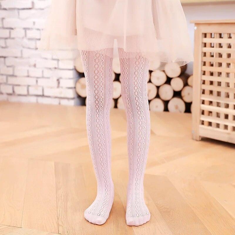 Kids Sunflower Tights For Girls Mesh Thin Baby Girl Tights Fashion Pantyhose Cotton Solid Soft Princess Summer Leggings 3-13Years