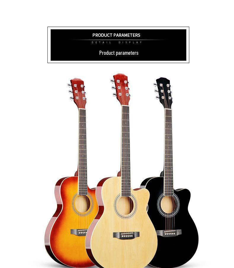 Folk 40-inch Ultra-thin Beginner Guitar for Boys & Girls - All Linden Wood, Polished Finish