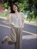 Slim-Fit Summer Tea-Toned Two-Piece Set for Women: Hong Kong & Korean Drama Style