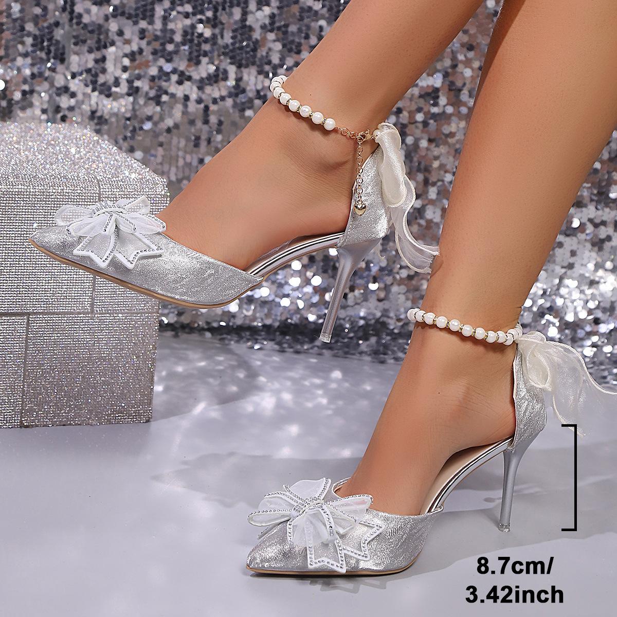 

Женские туфли на высоком каблуке, новые сандалии с жемчужной пряжкой, дизайн с тонким каблуком, нишевый темперамент, женские туфли 40