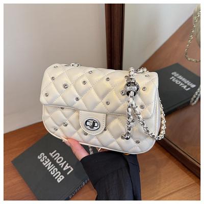 2025 neue Mode vielseitige Kette kleine quadratische Tasche Sommer Rautenmuster Schulter Umhängetasche Damen