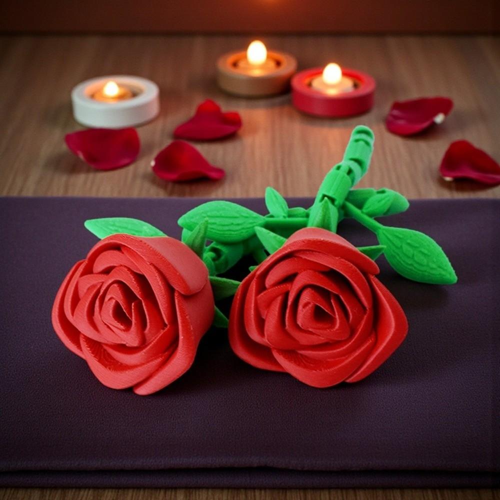 3D-gedruckte gedrehte Rosenornamente Lustige Rosenblumenfiguren Desktop-Ornamente