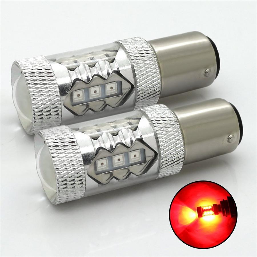 

1157 2057 7528 BAY15D LED Car Brake Ligth Bulb with 3030 SMD 80W 1600 Lumens Red 2pc