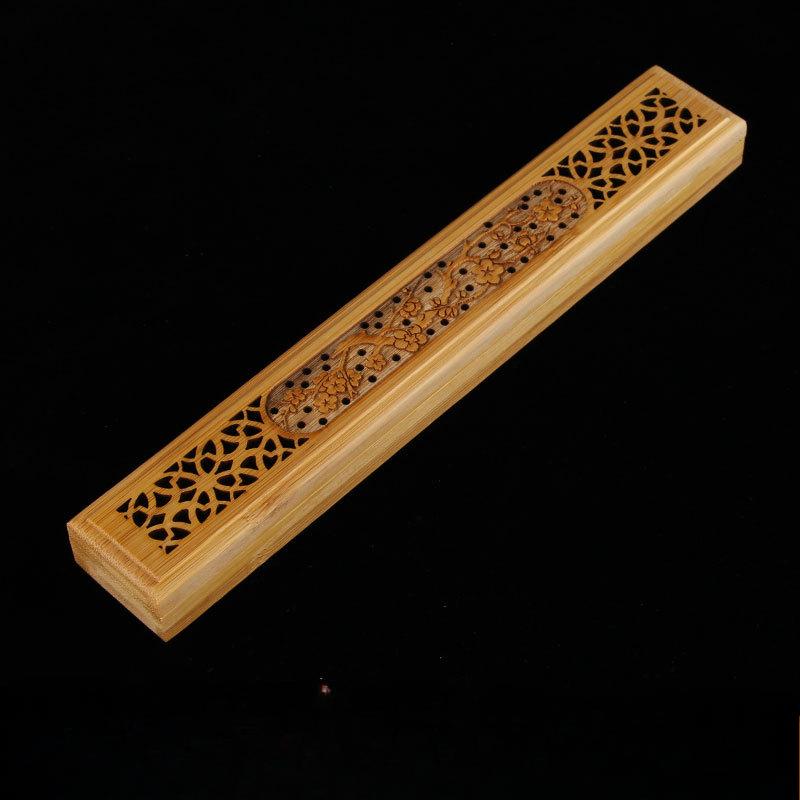 1pc Bamboo Wooden Incense Stick Holder Burning Joss Insence Box Burner Ash Catcher