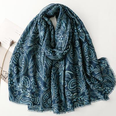 Retro Ethnic Style Cotton and Linen Hand Feel Scarf Positioning Cashew Floral Scarf Thick Shawl for Women