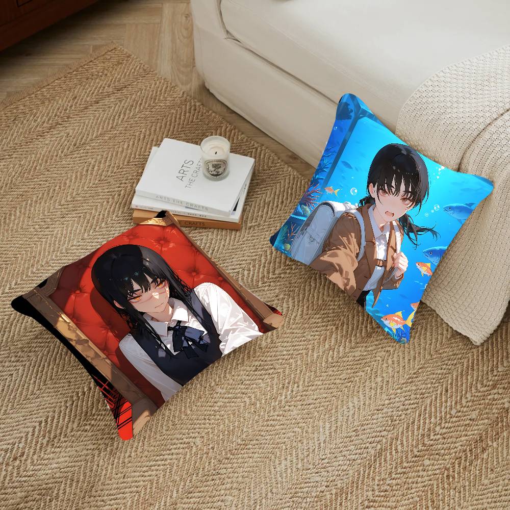 Chainsaw-Man Mitaka Asa Decorative Room Aesthetics Pillow Case Home Decor Bedroom Sofa Bed Couch Pillow Cover 45x45