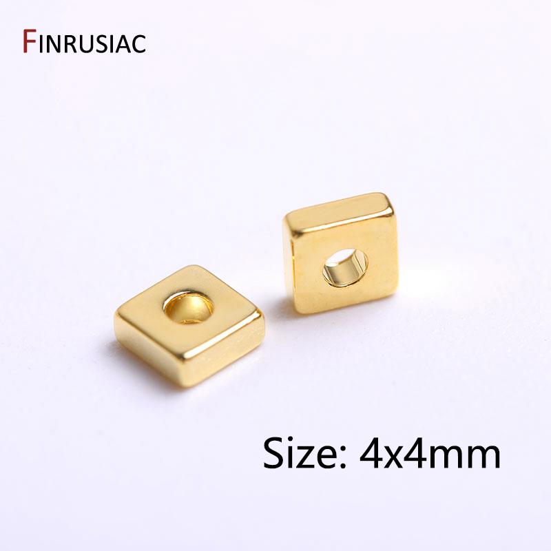 5 Types Flat Beads 14K Gold Plated Brass Smooth Spacer Beads For DIY High Quality Jewelry Making Accessories Wholesale
