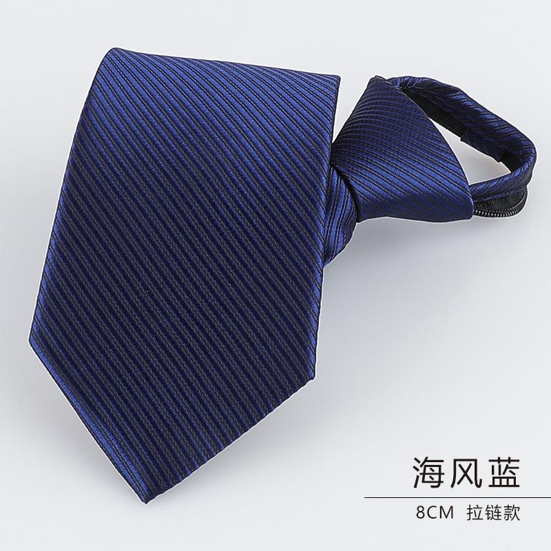 Men'S Dress Business Career Wedding Groom Korean Version Narrow Lazy Blue Zipper Free Hand Striped Tie