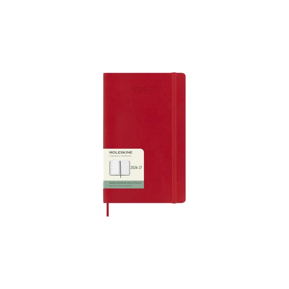 Moleskine 2026 Weekly Diary, July Start, 18 Months, Large Size (13cm x 21cm), Softcover, Scarlet