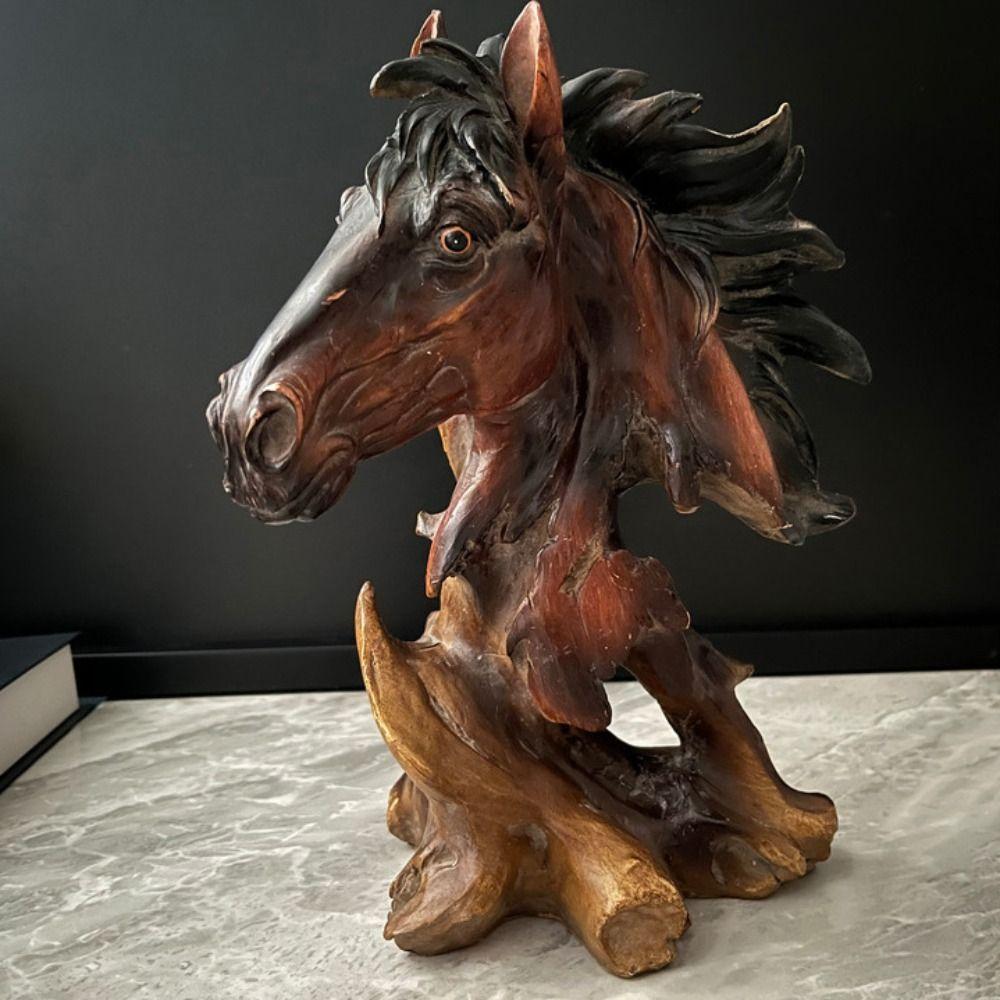 Luxury Simulation Animal Statue Retro Miniatures Figurine Sculpture Tiger Lion Head Ornament  Prop