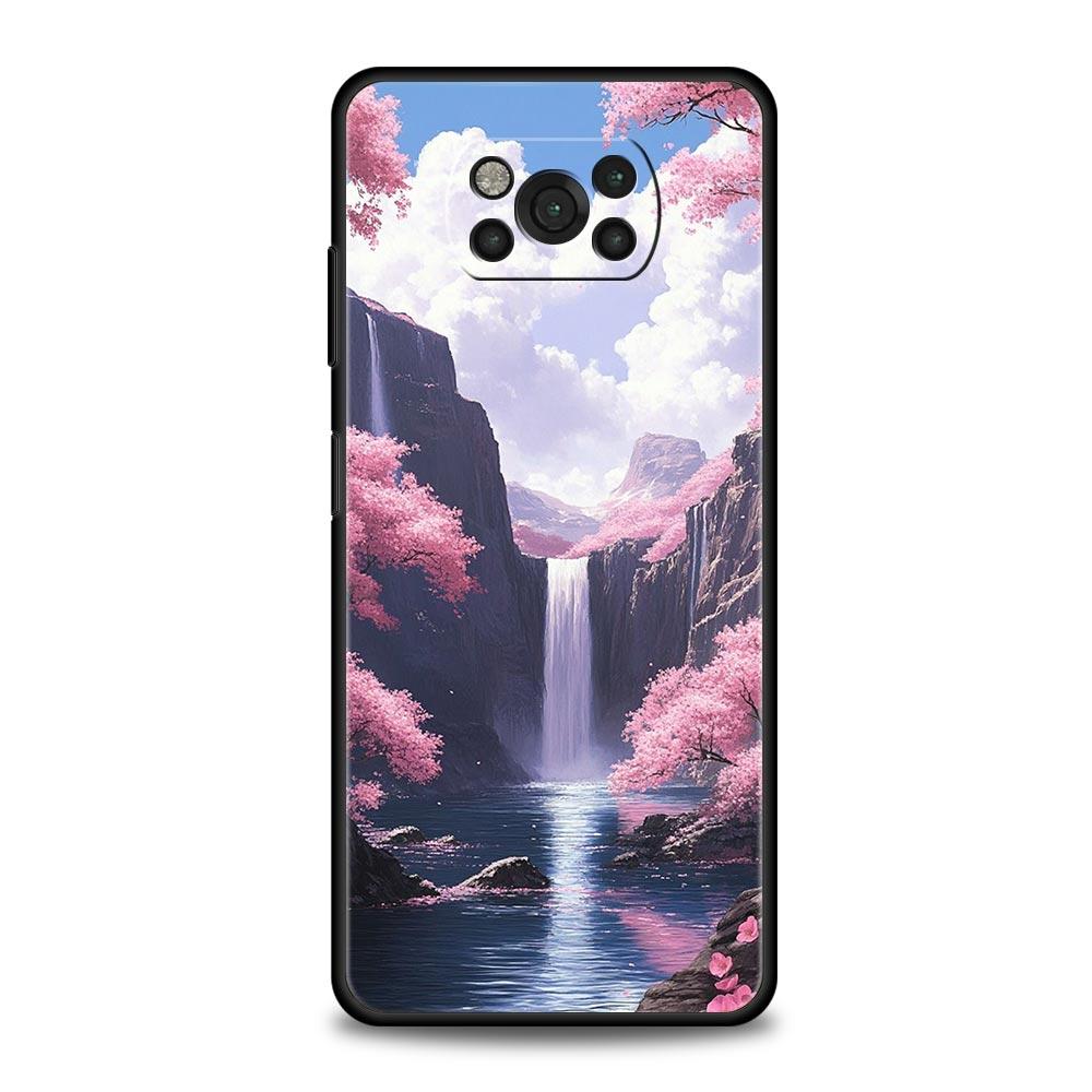 Pink Sunset Mountain Phone Case Cover  for Xiaomi Poco F7 Ultra F6 F5 F4 F3 X6 X5 X4 X3 NFC C51 C55 M4 GT 5G Soft TPU Shell Bags