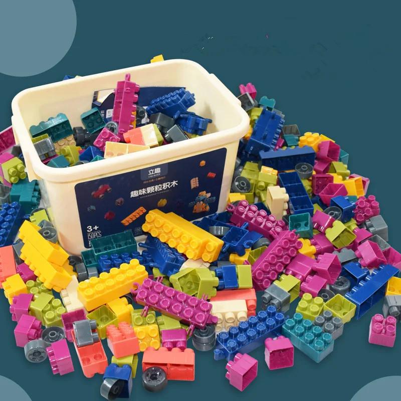Big Size Building Blocks Puzzle Set DIY Montessori Colorful Creative Bulk Bricks Early Educational Toys for Kids Baby Gift Box