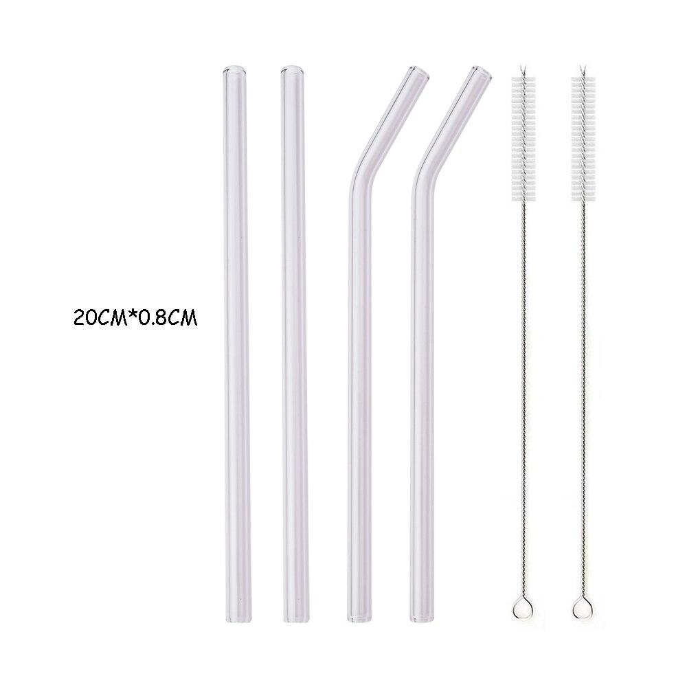 Ekologické brčko s vysokým obsahem borosilikátového skla Barevná opakovaně použitelná brčka pro koktejly Smoothie Příslušenství ke koktejlovému baru s čisticím kartáčem