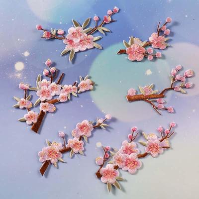Yixiu Plum Blossom Embroidery Тканина Нашивка для DIY одягу прикраси