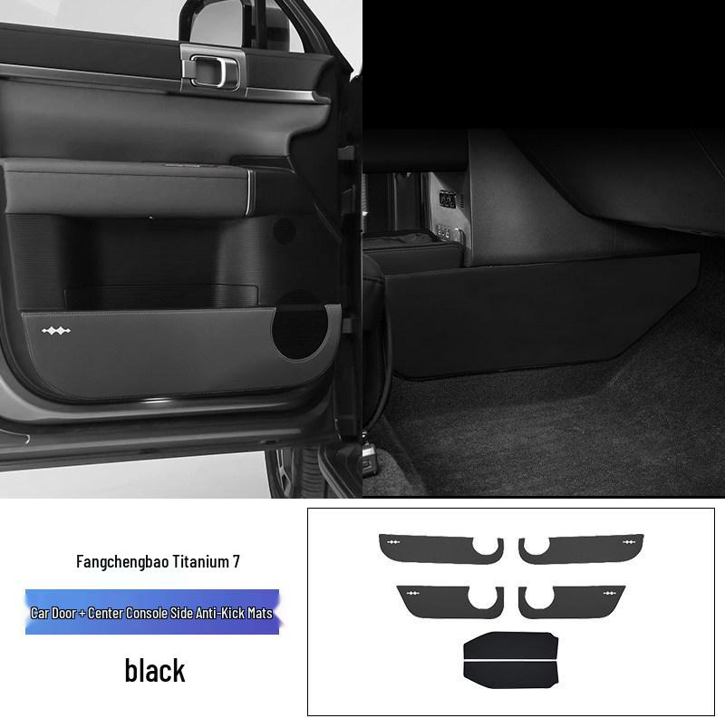 Leopard Titanium 7 Car Door Kick Mats - Anti-scratch Leather Protection Stickers for Interior Modification
