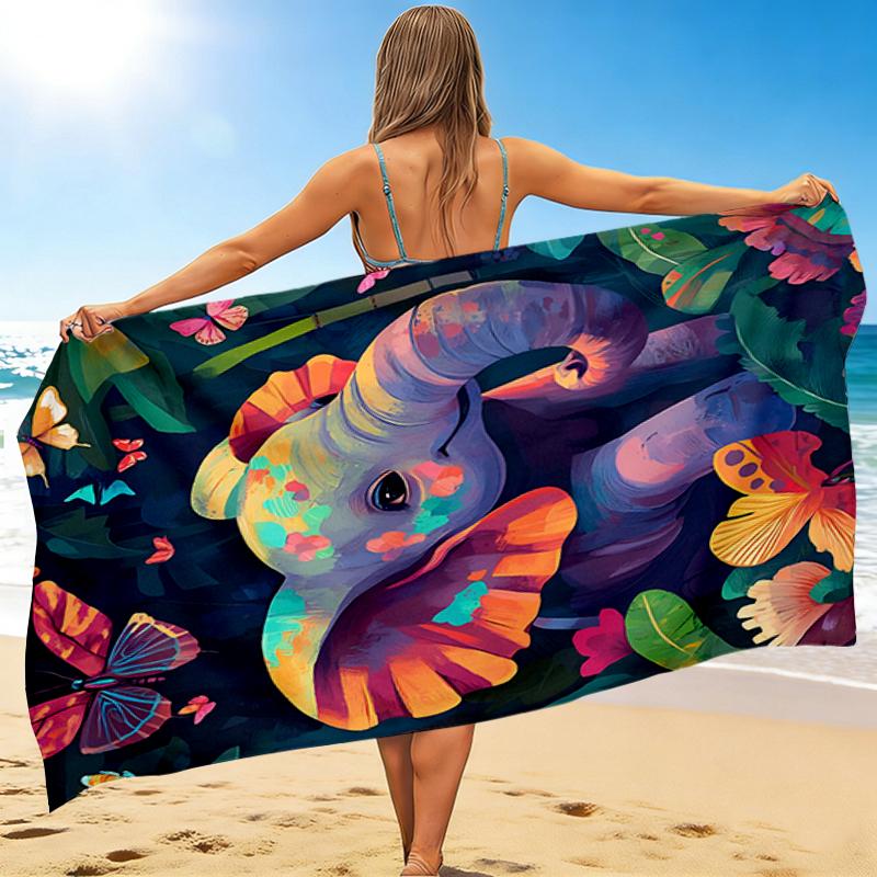 1Pc Colorful Elephant Garden Beach Towel Quick Dry Multiuse For Beach Pool Gym Yoga Home Travel Christmas Halloween Xmas Gift G1144