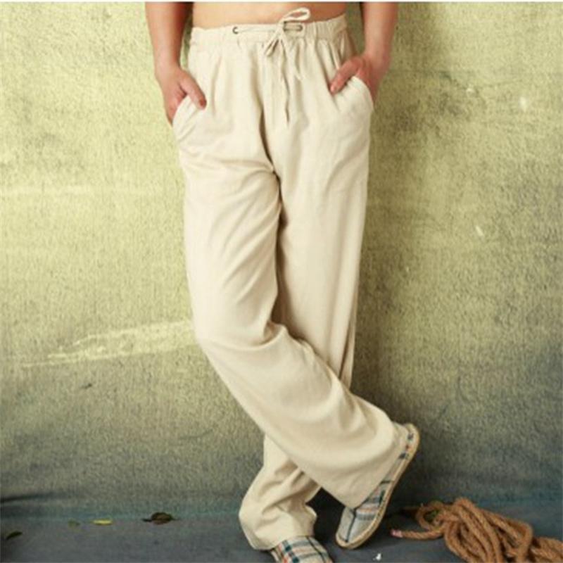 Spring Linen Wide Men Pants Korean Trousers Oversize Cotton Streetwear Male New Yoga Pants Casual Men Clothing Sweatpants