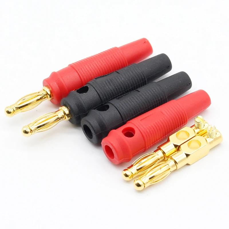10/24/50Pcs 4mm Male Plugs Pure Copper Gold Plated Musical Speaker Cable Wire Banana Plug Connectors Jack for Audio AmplifierGood Product
