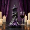 Dark Aesthetic Home Accessories Halloween Witch Figurine, Gothic Resin with Black Cat Ornament, Collectible Art for Decor Fantasy Tabletop Statue
