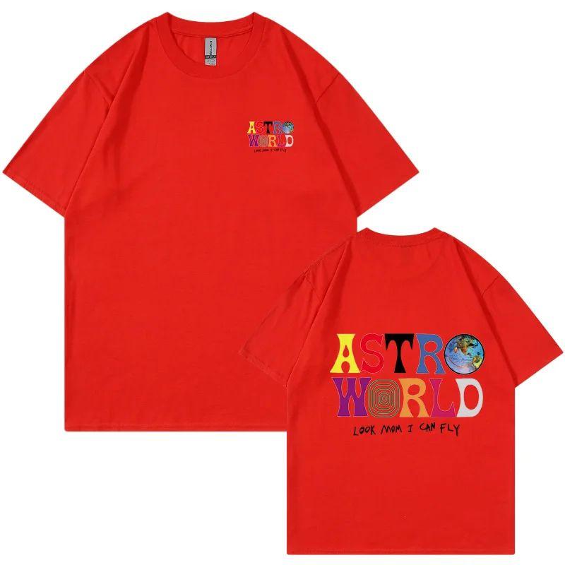 ASTROWORLD T-shirt Look Mom I Can Fly Letter Print Tops Men Women Print Cotton T-shirts Hip Hop Streetwear Tee Unisex