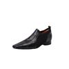 Fashion NEW Spring/Fall Women Loafers Genuine Leather Shoes for Women Square Toe Chunky Heel Shoes Retro Slip-on Women Pumps Black Shoes