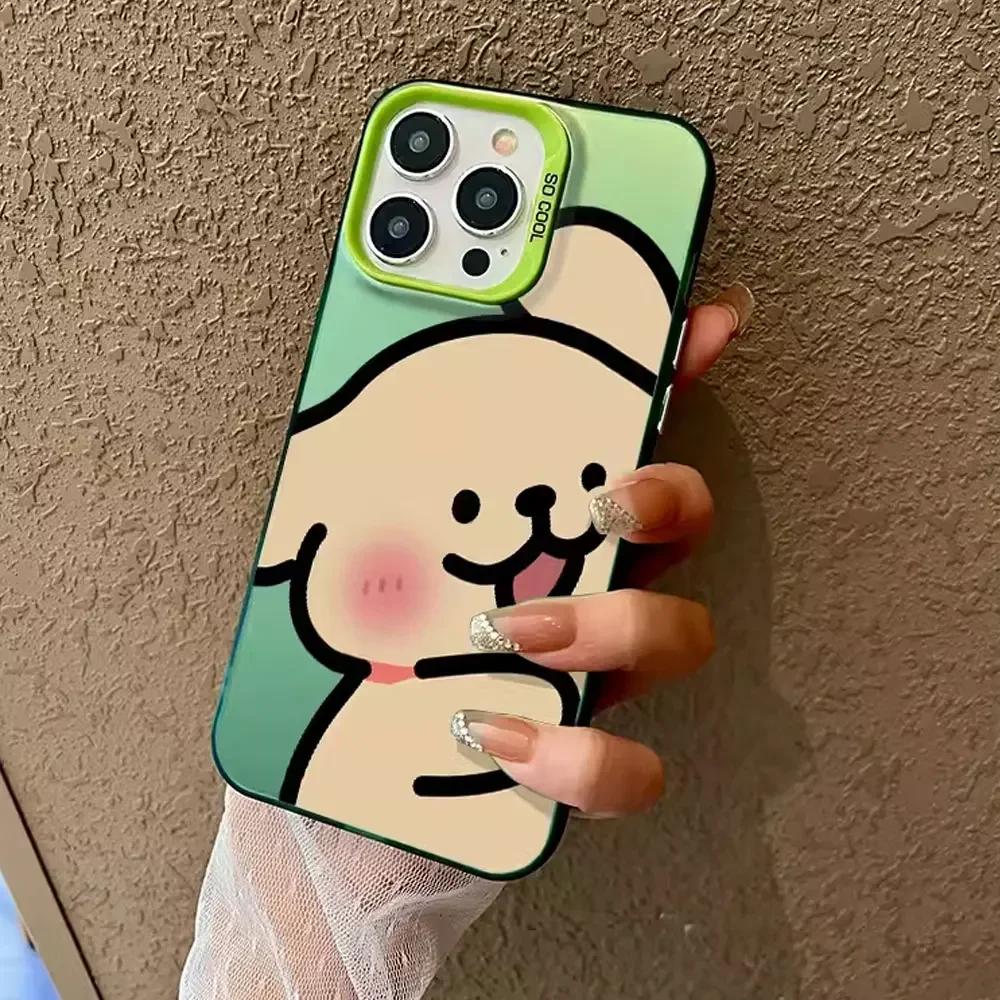 Cute Anime Dog Lovers Couple Phone Case for IPhone 11 12 13 14 15 16 Pro Max X XS MAX XR SE 7 8Plus Shockproof Bumper Hard Cover