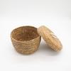 Seagrass & Cotton Round Baskets with Lids – Natural – Set of 3