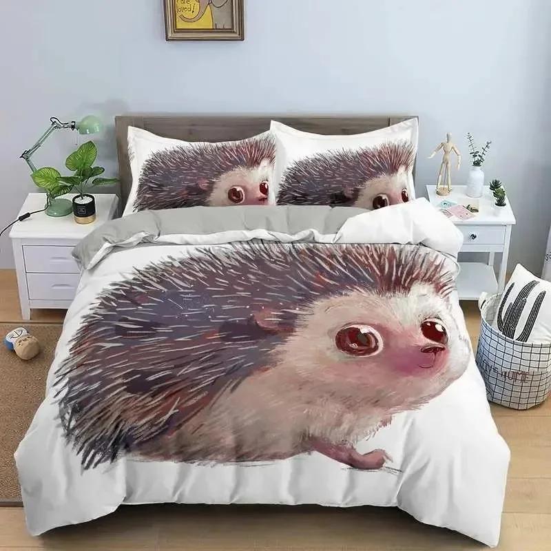 Luxury New 3D Print Cute Hedgehog Bedding Set Boys Girls Twin Queen Size Duvet Cover Pillowcase Bed  Fashion Home Textileextile