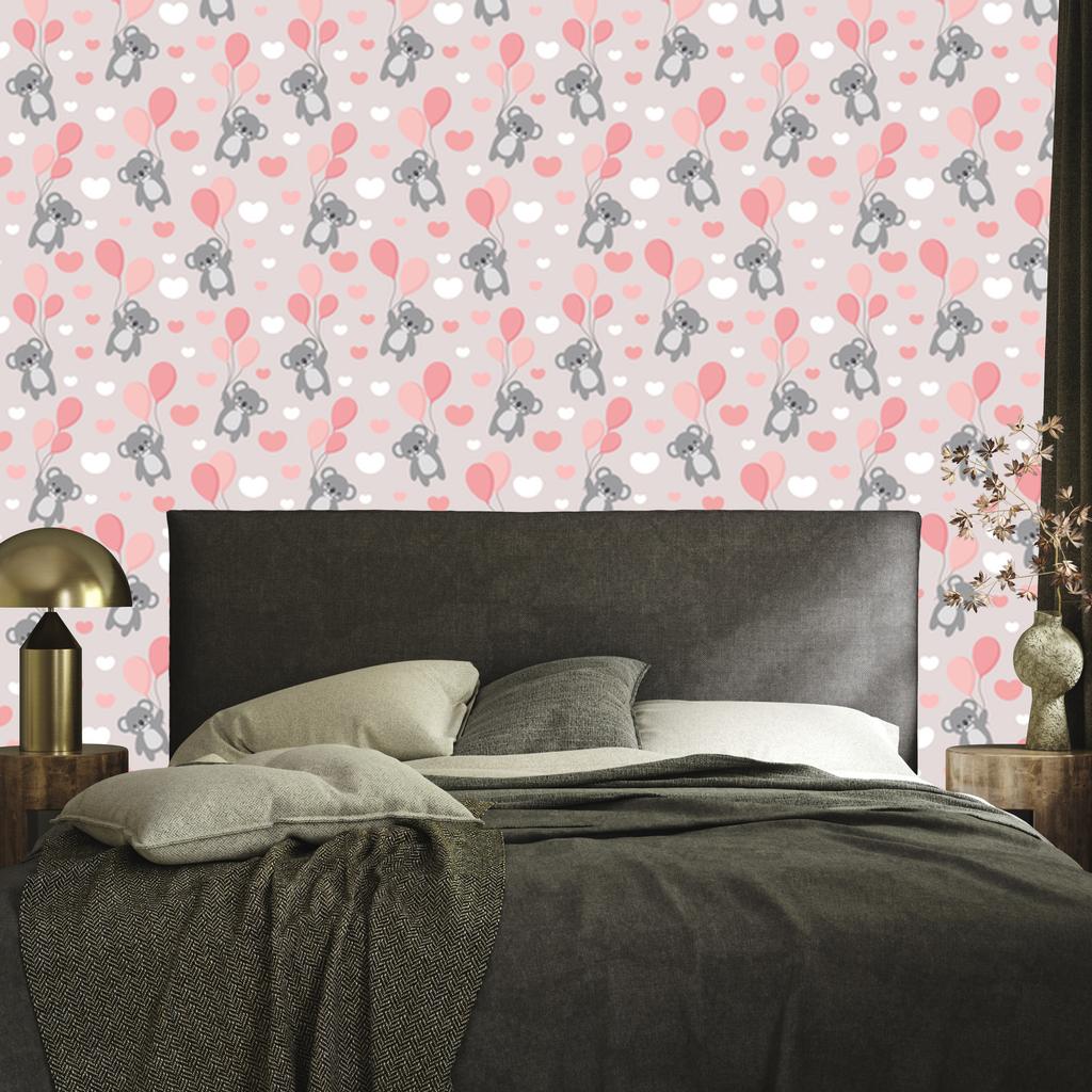 Koala Bears, Balloons and Hearts Wallpaper for Living Room and Bedroom 50x1000