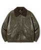 Trillion Fleece Collar Flight Leather Jacket_Khaki