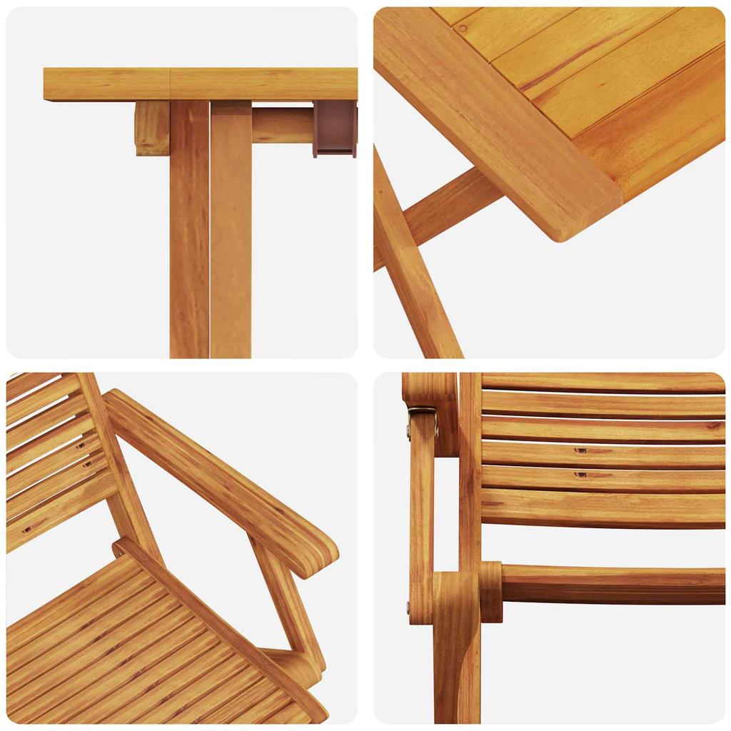 Folding Bistro Set 3 pcs Brown Solid Acacia Wood