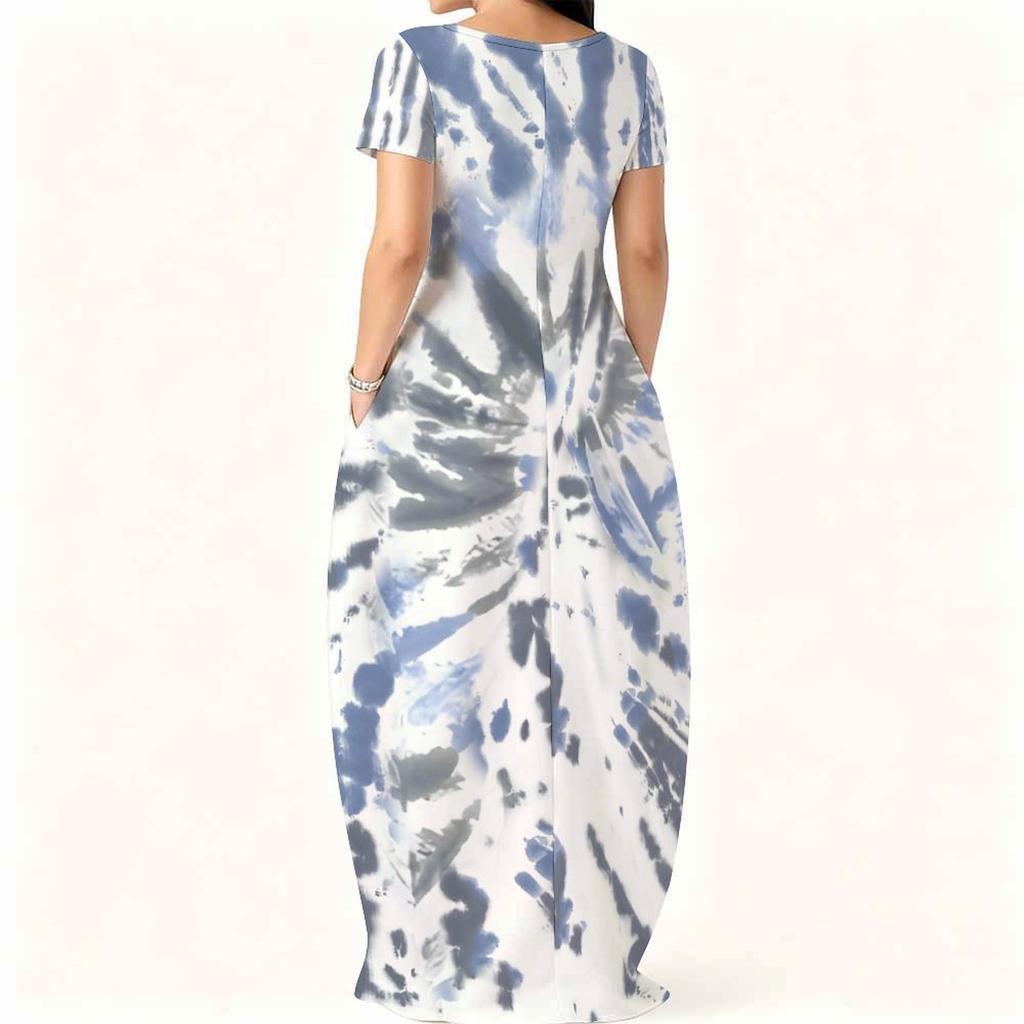 Ladies Loose Crew Neck Short Sleeve Dress Plus Size Breathable Clothes For Summer Street And Daily Leisure